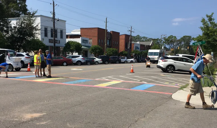 tractical urbanism to demonstrate pedestrian safety needs