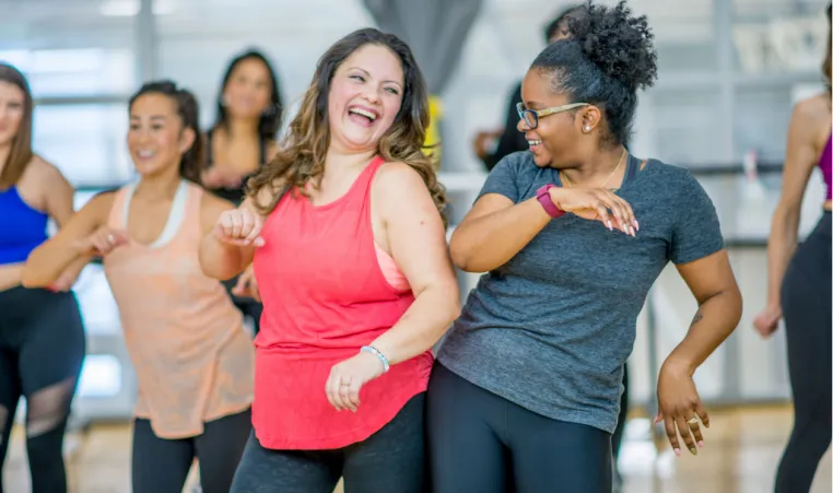 women in a YMCA exercise class