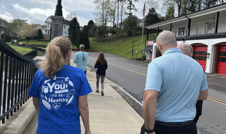 YMCA members and staff on a walk audit in McAdenville, NC/