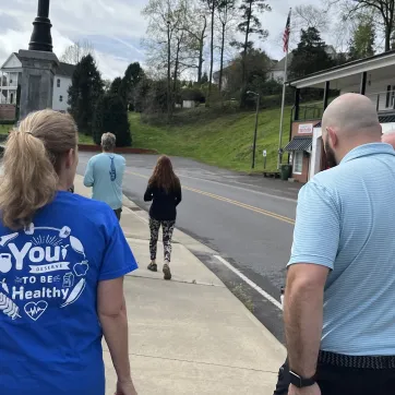 YMCA members and staff on a walk audit in McAdenville, NC/