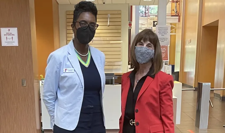 Greensboro YMCA CEO Rhonda Anderson with Rep. Kathy Manning