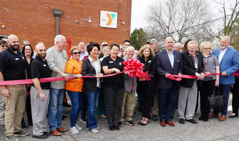 cherryville y staff at ribbon cutting of new banch