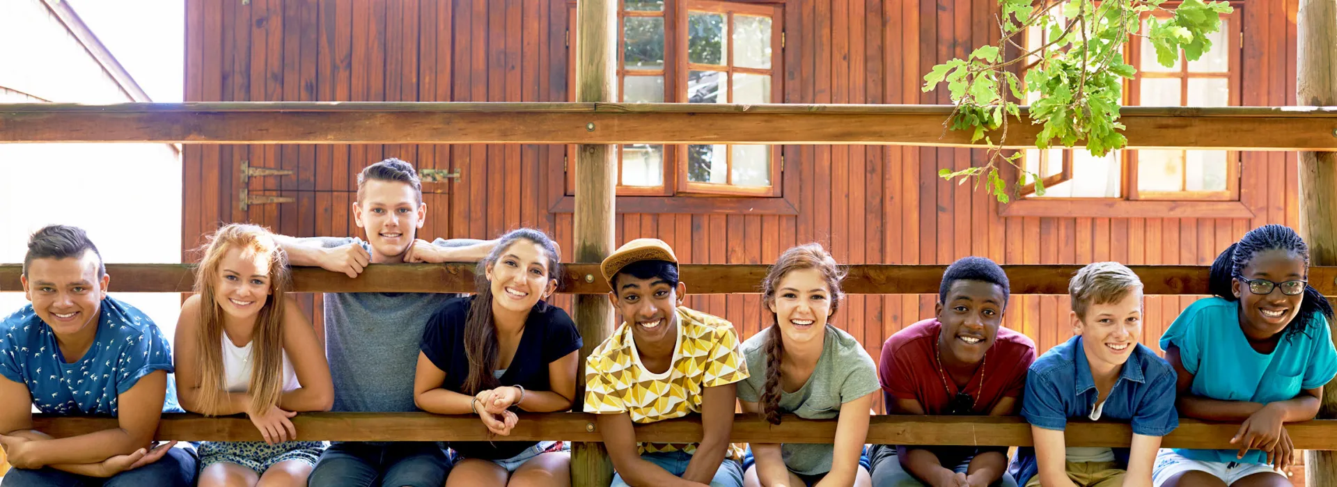 mutlicultural children outside camp